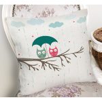 - Rh-K37-1 - Realhomes  Sevimli Baykuşlar Dijital Baskılı Dekoratif Yastık Kırlent Kılıfı Realhomes