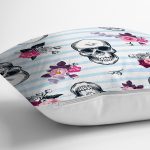 Mavi Çizgide Kurukafa Desenli Dijital Baskılı Yastık Kırlent Kılıfı Realhomes