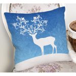 - Rh-K40-1 - Realhomes Modern Geyik Desenli Dijital Baskılı Dekoratif Yastık Kırlent Kılıfı Realhomes