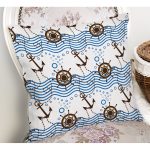 Çapa Ve Dümenli Denizci Temalı Dijital Baskılı Dekoratif Yastık Kırlent Kılıfı Realhomes