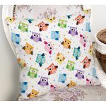 - Rh-K402-1 - Realhomes  Baykuş Desen Dijital Baskılı Dekoratif Yastık Kırlent Kılıfı Realhomes