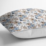 - Rh-K409-2 - Realhomes Beyaz Zeminde Çiçek Figürlü Özel Tasarım Dijital Baskılı Modern Yastık Kırlent Kılıfı Realhomes