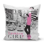 - Rh-K41 - Realhomes Fashion Girl Dijital Baskılı Dekoratif Yastık Kırlent Kılıfı Realhomes