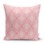 Pembe Damask Dijital Baskılı Dekoratif Yastık Kırlent Kılıfı Realhomes