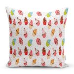 - Rh-K419 - Realhomes Cupcake Desenli Özel Tasarım Dijital Baskılı Modern Yastık Kırlent Kılıfı Realhomes
