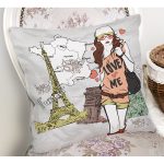 - Rh-K42-1 - Realhomes Paris Woman Dijital Baskılı Dekoratif Yastık Kırlent Kılıfı Realhomes
