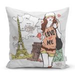 - Rh-K42 - Realhomes Paris Woman Dijital Baskılı Dekoratif Yastık Kırlent Kılıfı Realhomes