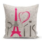 - Rh-K43 - Realhomes Modern Paris Desen Dijital Baskılı Dekoratif Yastık Kırlent Kılıfı Realhomes