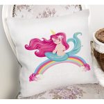 - Rh-K4317b-1 - Realhomes  Realhomes Beyaz Zeminde Denizkızı Desenli Dijital Baskılı Modern Yastık Kırlent Kılıfı Realhomes