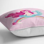 - Rh-K4317p-2 - Realhomes Pembe Zeminde Denizkızı Desenli Dijital Baskılı Çocuk Odası Yastık Kırlent Kılıfı Realhomes