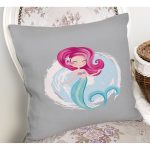 Realhomes Gri Zeminde Denizkızı Desenli Dijital Baskılı Modern Yastık Kırlent Kılıfı Realhomes