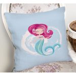 - Rh-K4318m-1 - Realhomes Realhomes Mavi Zeminde Denizkızı Desenli Dijital Baskılı Modern Yastık Kırlent Kılıfı Realhomes