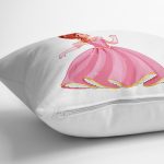 Realhomes Beyaz Zeminde Pamuk Prenses Çizgi Film Desenli 3D Modern Yastık Kırlent Kılıfı Realhomes