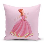 Realhomes Pembe Zeminde Pamuk Prenses 3D Modern Yastık Kırlent Kılıfı Realhomes