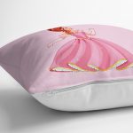 Realhomes Pembe Zeminde Pamuk Prenses 3D Modern Yastık Kırlent Kılıfı Realhomes
