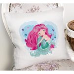 Realhomes Beyaz Zeminde Denizkızı Tasarımlı Dijital Baskılı Modern Yastık Kırlent Kılıfı Realhomes