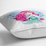 Realhomes Beyaz Zeminde Denizkızı Tasarımlı Dijital Baskılı Modern Yastık Kırlent Kılıfı Realhomes