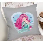 Realhomes Gri Zeminde Denizkızı Tasarımlı Dijital Baskılı Modern Yastık Kırlent Kılıfı Realhomes