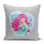 Realhomes Gri Zeminde Denizkızı Tasarımlı Dijital Baskılı Modern Yastık Kırlent Kılıfı Realhomes