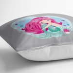 Realhomes Gri Zeminde Denizkızı Tasarımlı Dijital Baskılı Modern Yastık Kırlent Kılıfı Realhomes