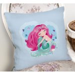 - Rh-K4331m-1 - Realhomes Realhomes Mavi Zeminde Denizkızı Tasarımlı Dijital Baskılı Modern Yastık Kırlent Kılıfı Realhomes