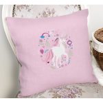 Realhomes Pembe Zeminde Unicorn Sevimli At Modern Yastık Kırlent Kılıfı Realhomes