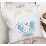 - Rh-K4336m-1 - Realhomes  Realhomes Mavi Sevimli Fil Tasarımlı Modern Yastık Kırlent Kılıfı Realhomes