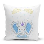 - Rh-K4336m - Realhomes  Realhomes Mavi Sevimli Fil Tasarımlı Modern Yastık Kırlent Kılıfı Realhomes