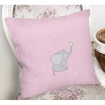 Pembe Zemin Sevimli Fil Baby Shower Tasarımlı Çocuk Odası Yastık Kırlent Kılıfı Realhomes