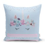 - Rh-K4358m - Realhomes Realhomes Mavi Zeminde Baby Shower Özel Tasarım Modern Yastık Kırlent Kılıfı Realhomes