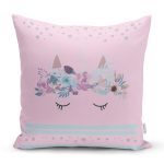 - Rh-K4358p - Realhomes Realhomes Pembe Zeminde Baby Shower Özel Tasarım Modern Yastık Kırlent Kılıfı Realhomes
