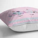 - Rh-K4358p-2 - Realhomes Realhomes Pembe Zeminde Baby Shower Özel Tasarım Modern Yastık Kırlent Kılıfı Realhomes