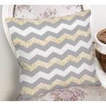 Realhomes Gri Altın Varaklı Çizgi Motifli Modern Yastık Kırlent Kılıfı Realhomes