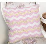 - Rh-K4361p-1 - Realhomes Realhomes Pembe Altın Varaklı Çizgi Motifli Modern Yastık Kırlent Kılıfı Realhomes