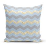 Realhomes Gri Altın Varaklı Çizgi Motifli Modern Yastık Kırlent Kılıfı Realhomes