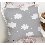 - Rh-K4365g-1 - Realhomes Gri Zeminde Bulutlar Özel Tasarımlı Çocuk Odası Yastık Kırlent Kılıfı Realhomes
