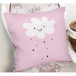 Realhomes Pembe Zeminde Gülümseyen Bulut Modern Yastık Kırlent Kılıfı Realhomes