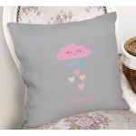 Realhomes Gri Zeminde Pembe Bulutlu Baby Shower Modern Yastık Kırlent Kılıfı Realhomes