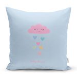 - Rh-K4370m - Realhomes Realhomes Mavi Zeminde Pembe Bulutlu Baby Shower Modern Yastık Kırlent Kılıfı Realhomes