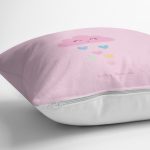 Realhomes Pembe Zeminde Pembe Bulutlu Baby Shower Modern Yastık Kırlent Kılıfı Realhomes