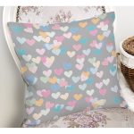 Realhomes Gri Zeminde Rengarenk Kalpler Modern Yastık Kırlent Kılıfı Realhomes