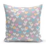 Realhomes Gri Zeminde Rengarenk Kalpler Modern Yastık Kırlent Kılıfı Realhomes