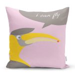 Pembe Zeminde I Can Fly Leylek Motifli Bebek Odası Yastık Kırlent Kılıfı Realhomes