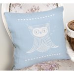 Realhomes Mavi Zeminde Baykuş Özel Tasarımlı Modern Yastık Kırlent Kılıfı Realhomes