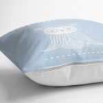 Realhomes Mavi Zeminde Baykuş Özel Tasarımlı Modern Yastık Kırlent Kılıfı Realhomes