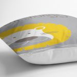 - Rh-K4381g-2 - Realhomes  Gri Zeminde Hungry Aslan Motifli Dijital Baskılı Bebek Odası Kırlent Kılıfı Realhomes