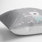 - Rh-K4391g-2 - Realhomes Gri Zeminde Ayıcık Bebek Odası Yastık Kırlent Kılıfı Realhomes