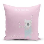 Pembe Zeminde Ayıcık Bebek Odası Yastık Kırlent Kılıfı Realhomes
