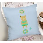 Realhomes Mavi Zeminde Deniz ve Ayıcık Desenli Modern Yastık Kırlent Kılıfı Realhomes