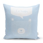 - Rh-K4404m - Realhomes Mavi Zeminde Mutlu Ayıcık Desenli Bebek Odası Yastık Kırlent Kılıfı Realhomes